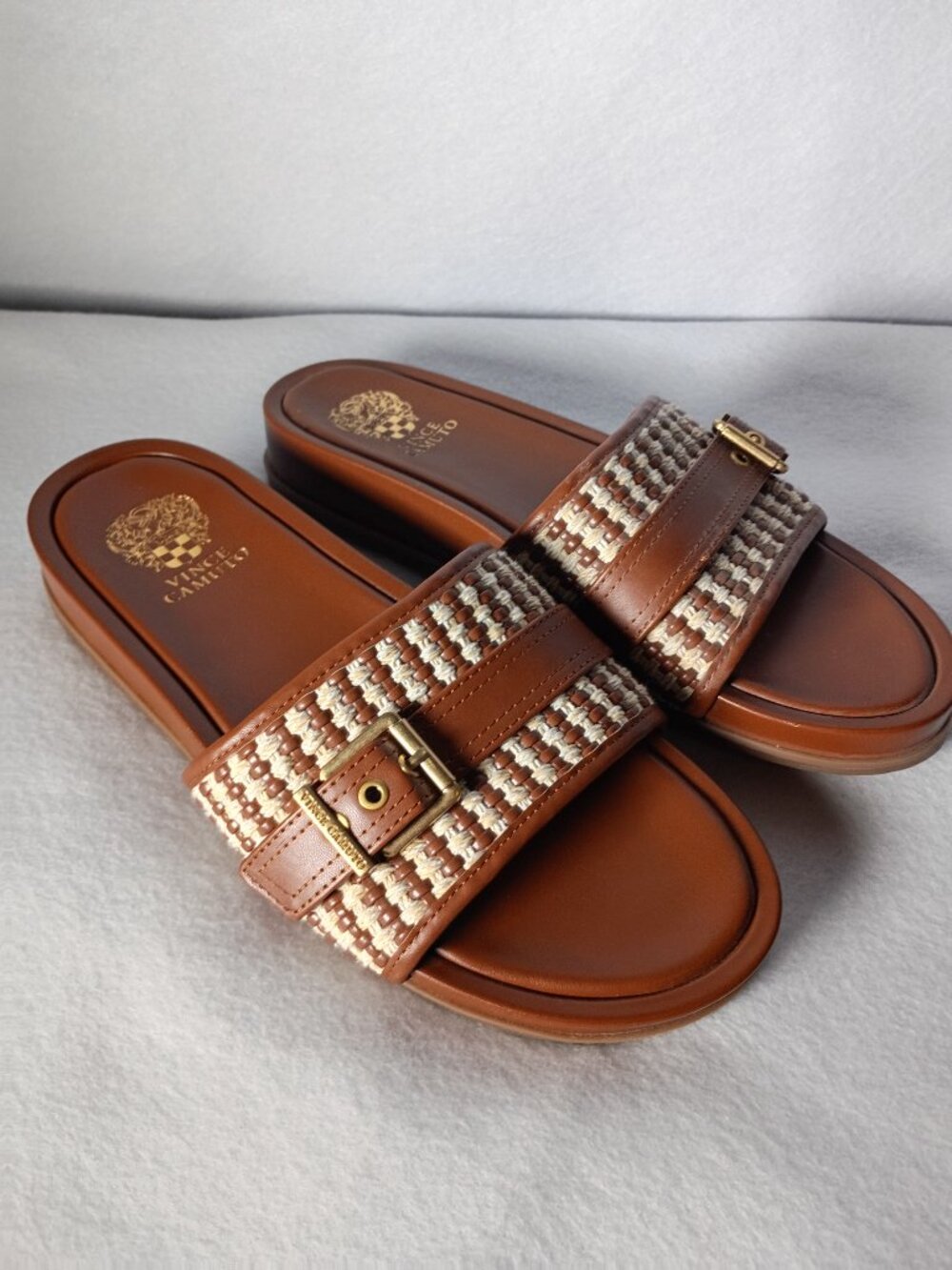 Vince Camuto Womens Kenlie Brown Slides Size 10M - Picture 2 of 4
